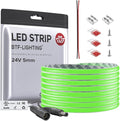 BTF-LIGHTING FCOB COB LED Strip Green Color 5mm Width UL Listed Super Narrow Flexible Uniform Light DC24V 16.4FT CRI 90+ Dimmable LED Ribbon for Bedroom Home Indoor Decor(No Adapter or Controller)