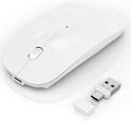 Wireless Mouse for MacBook Pro/Air, Bluetooth Rechargeable Mouse with USB-C, Slim Mouse Jiggler for iPad/iMac/Laptop/PC, 2.4G Dual Mode, Silent Click, Compatible Mac OS/Windows, White