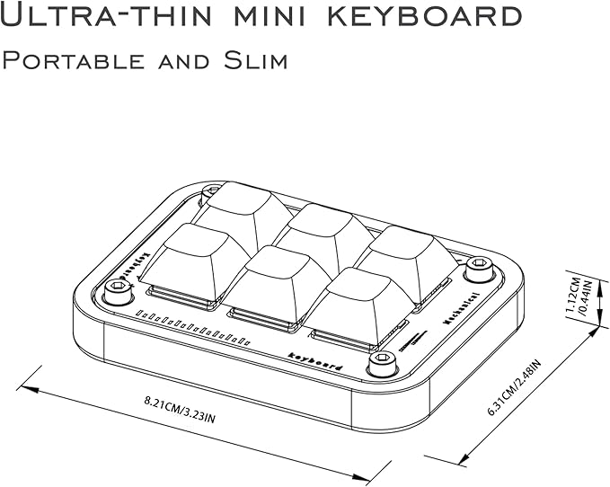 Custom Macro Pad Programmable Designer Mini Keyboard 6 Keys (Bronze,KB06)
