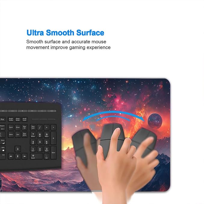 Astronaut Mouse Pad Large Space Galaxy Planet Colorful Mousepad XL Large Gaming Mouse Pad Laptop Keyboard Mat Desk Pad Ideal for Office, Home, or Remote Work 31.5x11.8 Inch