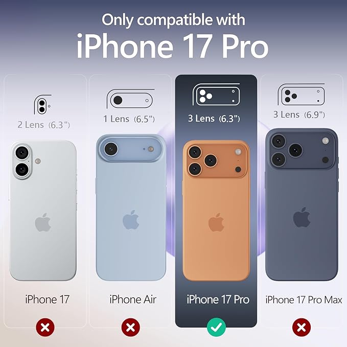 FireNova Magnetic for iPhone 17 Pro Case, Compatible with MagSafe, [Integrated Silicone Camera Control Button] [Camera Protection] Anti-Scratch Microfiber Lining Phone Case, 6.3", Lavender Gray
