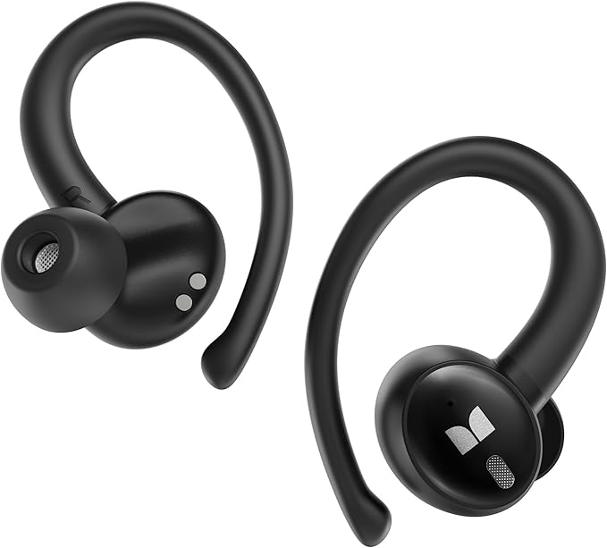 Monster N-Lite 216 Wireless Earbuds, Sports Earbuds with Earhooks, Noise Cancelling Headset, Stereo Deep Bass Over Ear Buds 48H Playtime, IPX6 Waterproof Earphones for Sports/Running/Workout（Black）