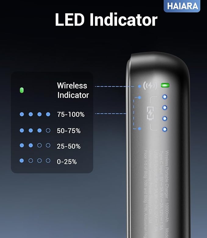 Portable Charger for Magsafe Power Bank - 10000mAh Magnetic Phone Charger, USB-C 20W PD Fast Charging, Slim Wireless Battery Pack for iPhone 17/16/15/14/13 Series,for Travel Cruise Essentials-Smoke