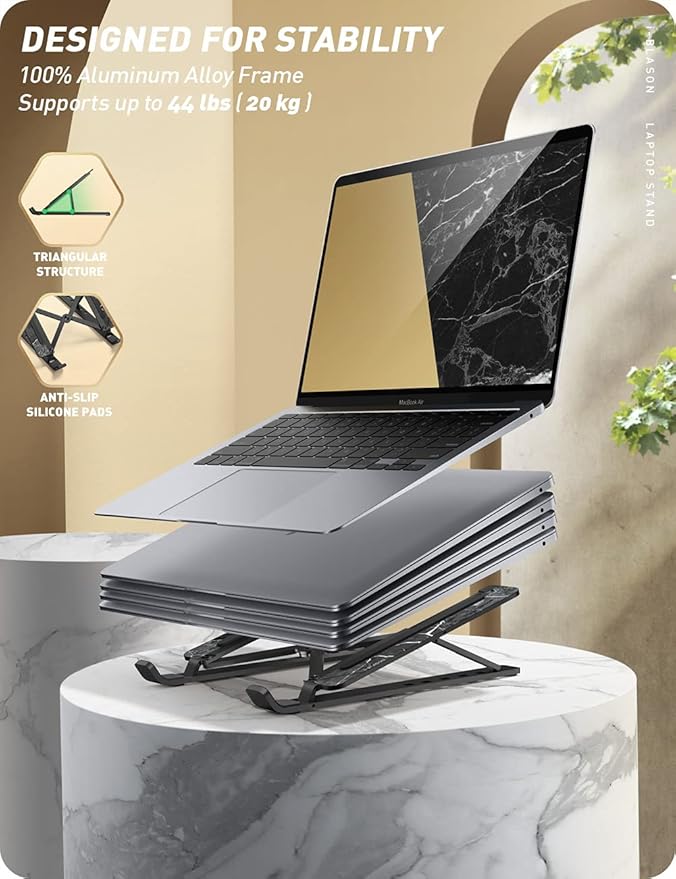 i-Blason Cosmo Laptop Stand, Adjustable Aluminum Alloy Laptop Riser Holder with Multi-Angle Stand Compatible with MacBook Pro/MacBook Air, 7-17.3" Laptops & Tablets (Black)