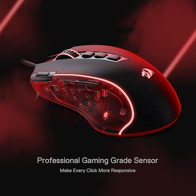 Redragon M612 Predator RGB Gaming Mouse, 8000 DPI Wired Optical Mouse with 11 Programmable Buttons & 5 Backlit Modes, Software Supports DIY Keybinds Rapid Fire Button