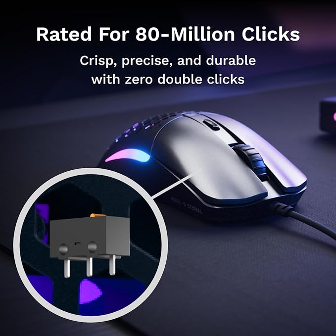 GLORIOUS Model O Eternal Ultralight RGB Gaming Mouse - Wired - 55g Lightweight - Customizable RGB Lighting - 6 Programmable Buttons - Symmetrical Design - 12K DPI Optical Sensor - PC/Mac - Black