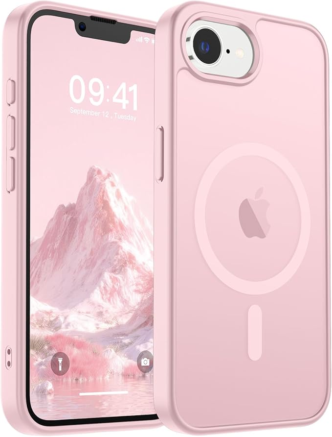 SUPFINE Magnetic for iPhone 17e Case/iPhone 16e Case (Compatible with MagSafe) (Military Grade Drop Protection) Translucent Matte Shockproof Phone Cover,Light Pink