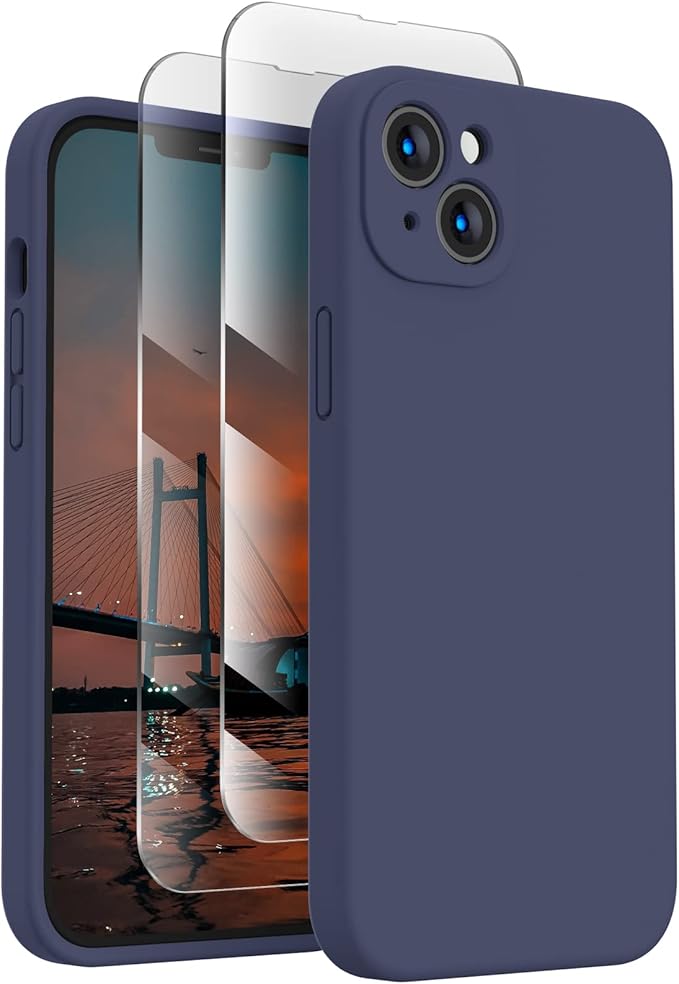 FireNova Designed for iPhone 14 Case, Silicone Upgraded [Camera Protection] Phone Case, Soft Anti-Scratch Microfiber Lining Inside, 6.1 inch, Navy Blue