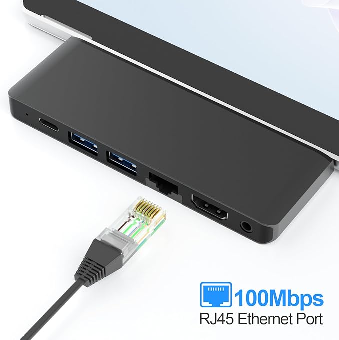 Surface Pro 9/Pro 11 Hub Docking Station with 4K HDMI, Thunerbolt 4(8K Video+40Gbps+100W Power), 100M Ethernet, USB3.0, SD TF Card Slot, 3.5mm Audio, Triple Display for Surface Pro 9/Pro X Accessories
