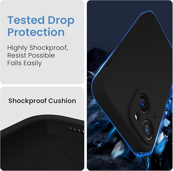 FireNova Designed for iPhone 14 Case, Silicone Upgraded [Camera Protection] Phone Case with [2 Screen Protectors], Soft Anti-Scratch Microfiber Lining Inside, 6.1 inch, Black