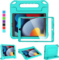 Kids Case for iPad 9th/8th/7th Generation 10.2 Inch 2021/2020/2019, Case for iPad Air 3rd Gen/Pro 10.5 Inch, Durable Shockproof Cover with Screen Protector for iPad 10.2 & 10.5, Cyan
