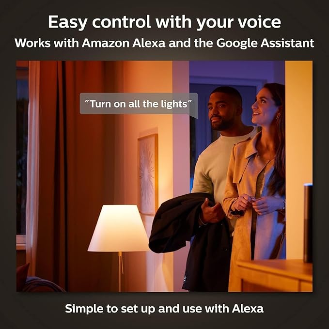Philips Hue Smart Lighting Bundle: 2-Pack BR30 LED Smart Light Bulbs (White and Color Ambiance) with Philips Hue Bridge - Control with Hue App, Compatible with Alexa, Google Assistant, Apple Homekit