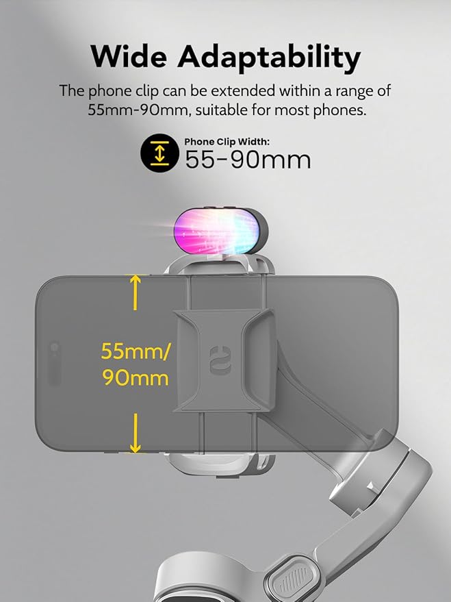 AOCHUAN Smart X2 3-Axis Gimbal Stabilizer for Smartphone with Adjustable RGB Fill Light, Built-in 20cm Extension Pole Selfie Stick, OLED Screen for Night Shots, Video Recording,X2 KIT White