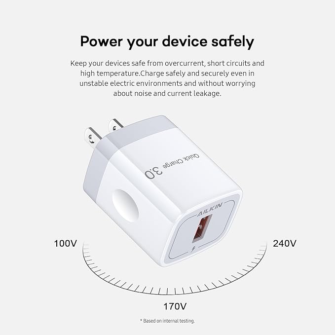 2Pack 18W QC 3.0 Fast Charger Block, USB-A Quick Charge Power Adapter for iPhone, Samsung Galaxy, Google Pixel, Wireless Chargers, Toys, USBA AC Plug Wall Charger for Travel Gift