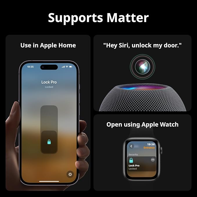 SwitchBot Smart Lock Pro Bundle: Lock+Keypad Touch+Hub Mini Matter, Fingerprint Deadbolt Retrofit, IP65, Matter HomeKit Siri iPhone/Apple Watch, Alexa/Google