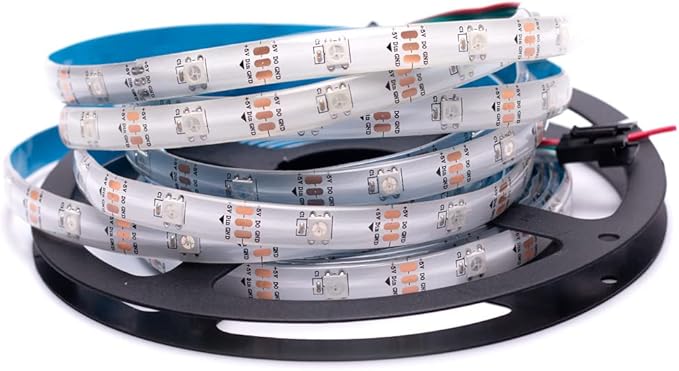 WS2812B LED Strip Individual Addressable Light SMD 30Pixels/m 5050 RGB Pixel Strip DC5V (16.4FT 150LEDS Waterproof IP65, White PCB)