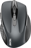 TECKNET Wireless Mouse (2.4G & BT5.0/3.0) Silent 4800 DPI Computer USB A & Bluetooth Mouse 6 Buttons, Wide Compatibility - Grey