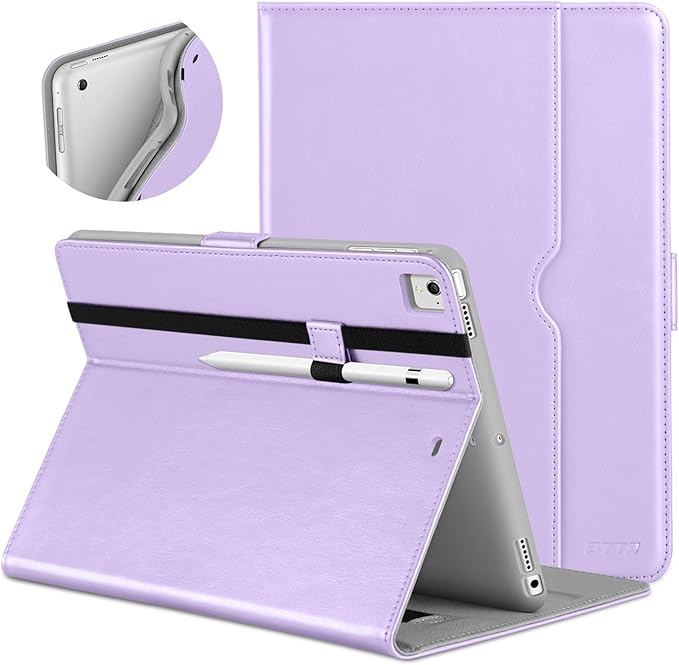 DTTO for iPad 9.7 Inch 5th/6th Generation 2018/2017 Case with Apple Pencil Holder, Premium Leather Folio Stand Cover Case for Apple iPad 9.7 inch, Also Fit iPad Pro 9.7/Air 2/Air - Lavender