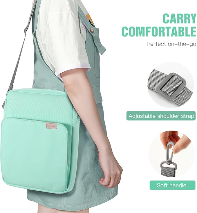 TiMOVO 9-11 Inch Tablet Sleeve Bag with Shoulder Strap for iPad 11-inch A16 2025, iPad 10th Gen. 10.9"/10.2", Galaxy Tab A9+/A11Plus 11", Mint Green