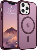 SUPFINE Magnetic for iPhone 12 Pro Max Case (Compatible with MagSafe) (Military Grade Drop Protection) Slim Translucent Matte Shockproof with Anti-Fingerprint Phone Case,Wine Red