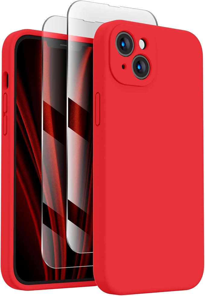 FireNova Designed for iPhone 14 Case, Silicone Upgraded [Camera Protection] Phone Case, Soft Anti-Scratch Microfiber Lining Inside, 6.1 inch, Red