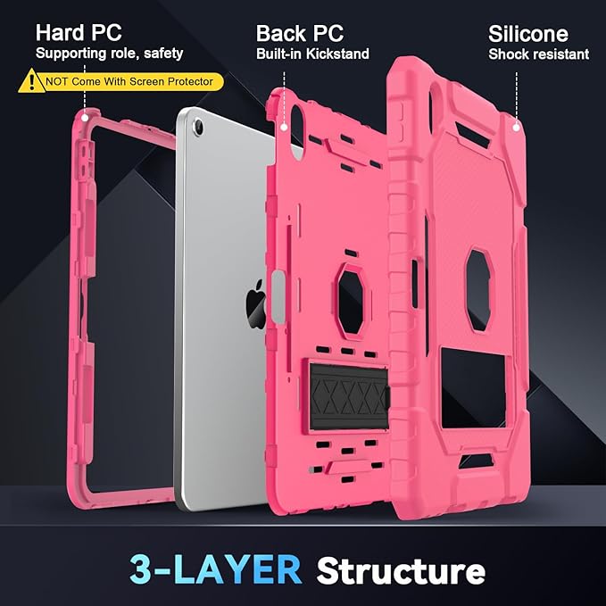 Grifobes for iPad A16 Case 11th Generation 11 inch 2025 / iPad 10th Generation Case 10.9 inch 2022, Heavy Duty Military Grade Shockproof Cover with Pencil Holder for i Pad 11/10 Gen (Pink)