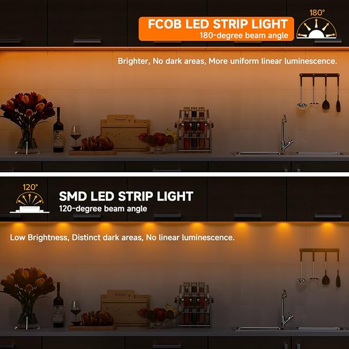 BTF-LIGHTING FCOB COB FOB LED Strip Lights 5V USB Powered 9.8FT 960LEDs Orange Color 8mm Width Dimmable CRI 90+ with 3M Tape Flexible High Density for 3D Printer TV Backlight PC DIY Decor