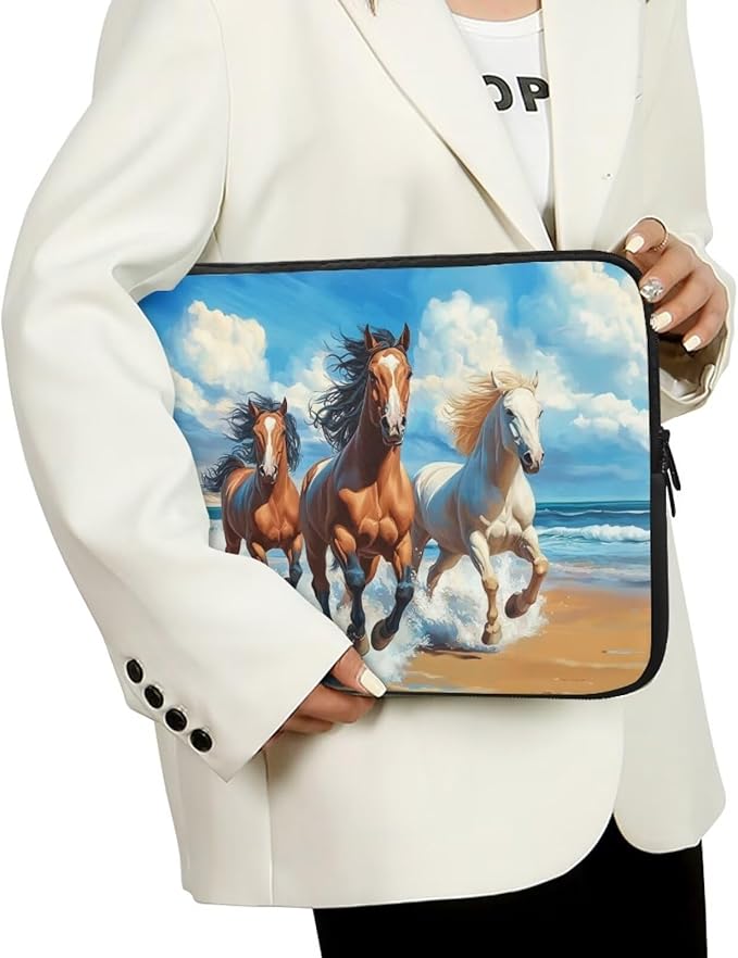 Horse Laptop Protective Sleeve for Women Men Computer Sleeve Neoprene Laptop Case Bag 13inch Portable Computer Carrying Case Suitable for Birthday Holiday Tablet Bags Blue