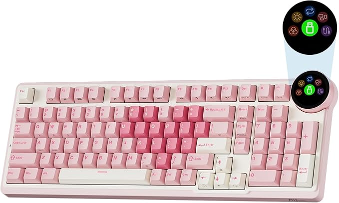 RK ROYAL KLUDGE N99 Wireless Mechanical Keyboard with Screen & Knob, BT/2.4G/USB-C, 96% Hot Swappable Custom Keyboard, Pre-lubed Linear Switches, Gasket Mount, RGB Mechanical Gaming Keyboard