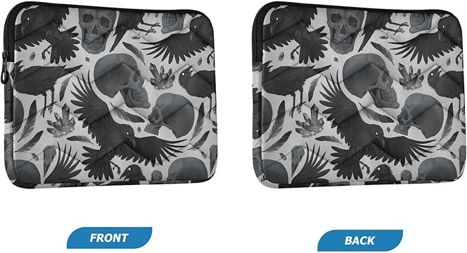Gothic Crows Skulls Gothic Laptop Sleeve 13 inch Cute Laptop Bag 14 inch Waterproof Computer Bag for Women Laptop Accessories Computer Cover Bag for Tablet Men