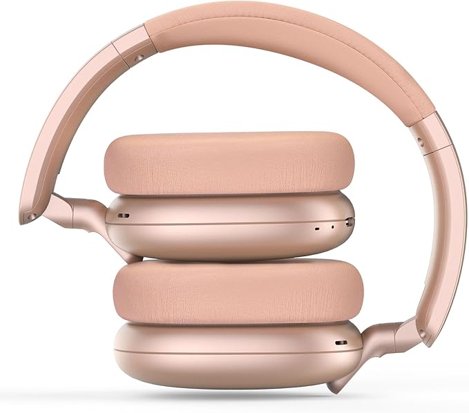 C6 Active Noise Cancelling Headphones, Wireless Over Ear Bluetooth Headphones, 60H Playtime, Lightweight Folding Deep Bass Comfort Fit Ear Cups Headset with Mic for iPad/PC/Home Rose Gold