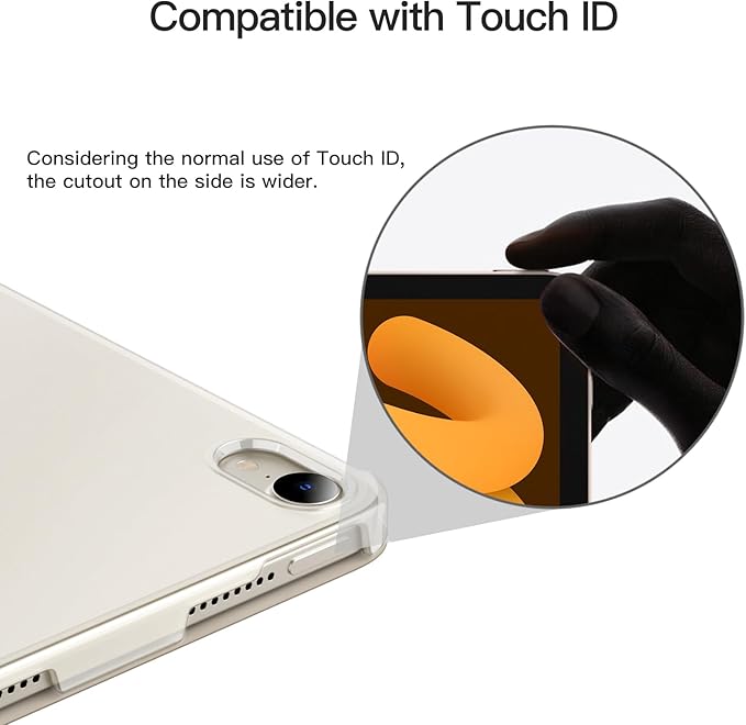 JETech Case for iPad mini (A17 Pro, 2024 Model, 7th Generation) / mini 6 (2021 Model, 6th Generation), Slim Stand Hard Back Shell Smart Cover with Auto Wake/Sleep (Starlight)
