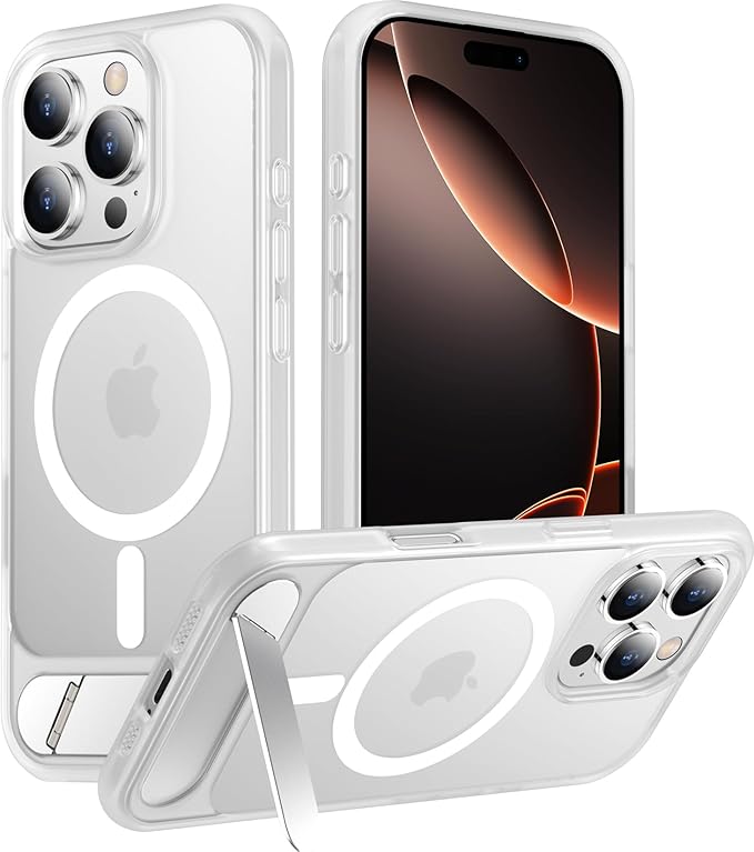 Magnetic Compatible with iPhone 16 Pro Max Case, [Built-in Invisible Kickstand][Compatible with MagSafe][Military Grade Shockproof] Slim Translucent Matte Phone Case for iPhone 16 Pro Max 6.9"