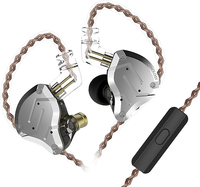 KZ ZS10 Pro in Ear Monitor, 4BA+1DD Hybrid Driver IEM Earphones, HiFi Gaming Earbuds with Stainless Steel Faceplate, in Ear Headphone for Musician Audiophile (with Mic, Black)