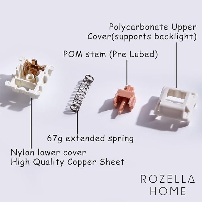 Holy Panda Mechanical Keyboard Switch, 3Pin Pre Lubed, 67g Extended Spring, Enhance Tactile Plate Mounted MX Switch(100 Pack)