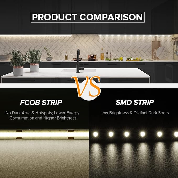 USB LED Light Strip 6.56FT, 5 Volt USB Powered Dimmable COB LED Tape Lights, 4000K Natural White 8mm High Density Flexible Strips CRI90+ for TV Backlight Under Cabinet Lighting Bedroom Kitchen