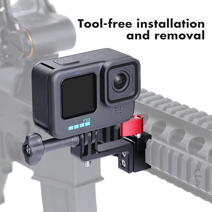 SEASKY GM02 Aluminum Metal Gun/Airsoft Picatinny Rail Mount Bracket Adapter Holder for Gopro Hero 13/12/11/10/9 DJI Action 5/4/3/2 Insta360 X4 Camera Accessories Hunting POV/Vlog Wargame(GM02)