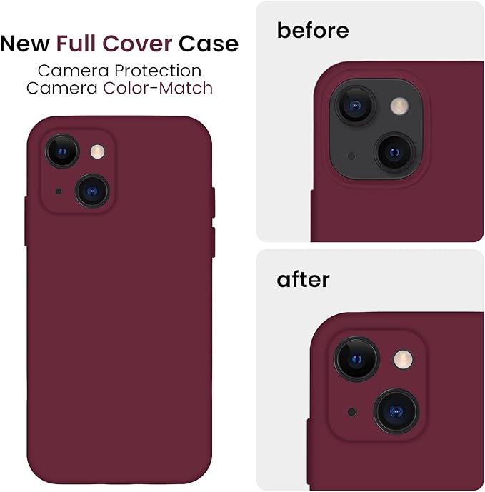 FireNova Designed for iPhone 13 Case, Silicone Upgraded [Camera Protection] Phone Case, Soft Anti-Scratch Microfiber Lining Inside, 6.1 inch, Plum