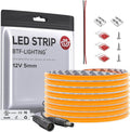 BTF-LIGHTING FCOB COB LED Strip Orange Color 5mm Width UL Listed Super Narrow Flexible Uniform Light DC12V 16.4FT CRI 90+ Dimmable LED Ribbon for Bedroom Home Indoor Decor(No Adapter or Controller)