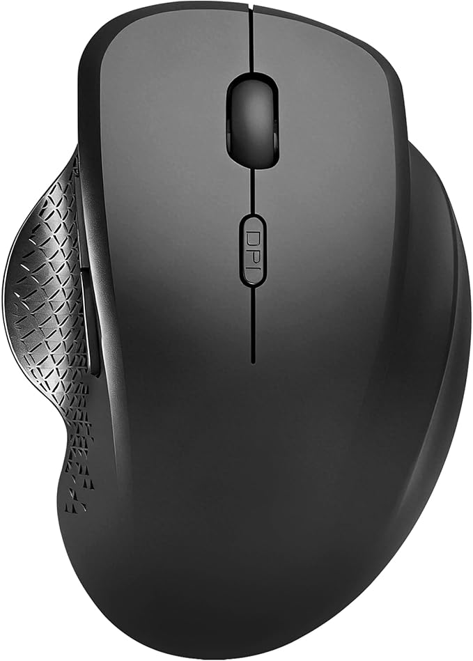 Uiosmuph G09 Bluetooth Wireless Mouse, BT5.1 & 2.4Ghz Rechargeable Computer Mouse with USB Receiver and Type C Adapter, Ergonomic Bluetooth Mice for Laptop, iPad, Mac - Black