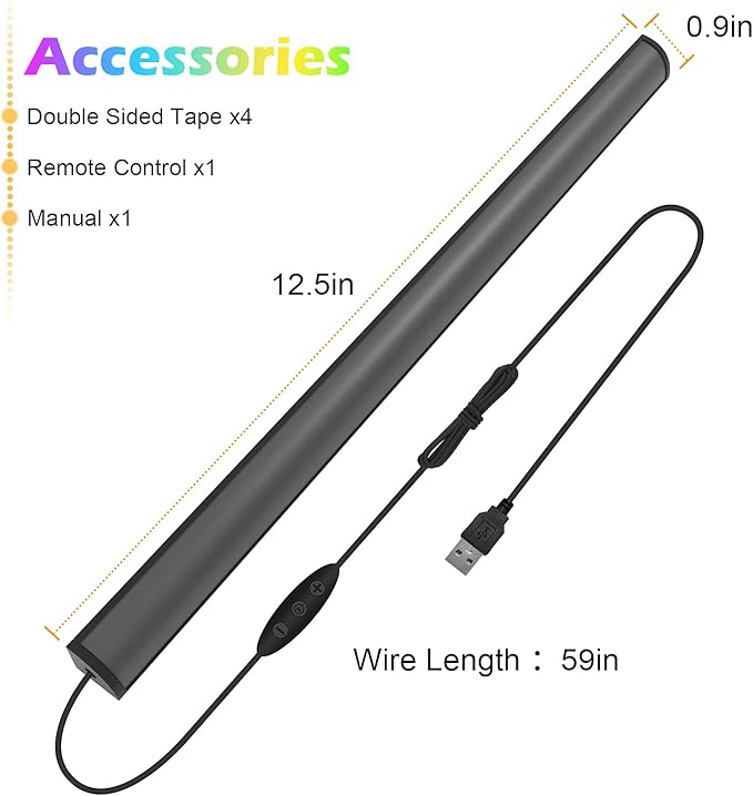 WILLED RGB Under Monitor Light Bar, Gaming Lights for Gaming Setup, RGB Desk Led with Remote Controller, 5V USB Led Light Bar, Keyboard Gaming Light for Desk/PC/Monitor/Computer/Setup/Room Accessories