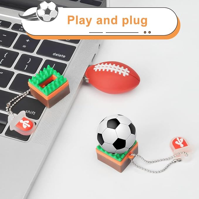 5 x 8GB Cute Balls USB Flash Drive, Tennis/Baseball/Soccer/Basketball/Rugby Shape Thumb Drive Memory Stick Drive Pendrive Gift for Kids, Teacher, Friends