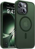 Magnetic for iPhone 15 Case,[Compatible with MagSafe][Military-Grade Drop Protection][Anti-Yellowing] Shockproof Protective Translucent Matte Cover for iPhone 15 Phone Case,Forest Green