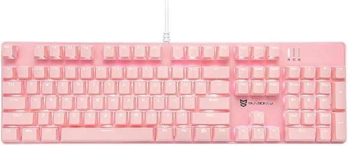 Qisan 104 Mechanical Keyboard for Gaming | Large Size USB White Backlit Gaming Keyboard Wired | US Layout Red Switches Hot Swappable Mechanical Clicky Keyboards Compatible with PC & Laptop