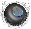 Bluetooth Shower Speaker with LED – Portable Wireless Mini Speaker with Mic & Suction Cup, IPX4 Water Resistant for Shower, Travel, Pool, River Floating, and Outdoor Fun (Black)