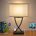 OYedis Fully Dimmable Medium Table Lamp for Bedroom with Type C/USB Charging Port and 1 AC Outlet White Shade 21.38" Bedside Nightstand Lamp for Living Room Office and Hotel Bulb Included