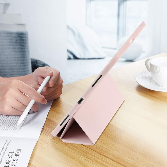 Case for iPad Pro 11 Inch 4th/3rd/2nd Generation 2022/2021/2020 with Pencil Holder [Support iPad 2nd Pencil Charging] Slim Trifold Stand Smart Protective Cover, Auto Wake/Sleep(Light Pink)