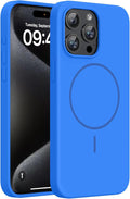 Miracase Magnetic for iPhone 15 Pro Max Case, [Soft Anti-Scratch Microfiber Lining], Compatible with MagSafe, Liquid Silicone Case Shockproof Drop Protection Phone Case for 15 ProMax, Blue