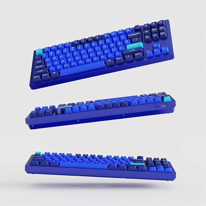 Keychron Q3 Wired Custom Mechanical Keyboard Knob Version, TKL Tenkeyless QMK/VIA Programmable Macro with Hot-swappable Gateron G Pro Brown Switch Compatible with Mac Windows Linux (Blue)