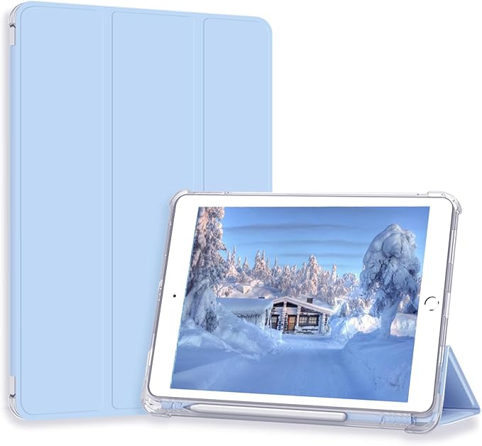 Case for iPad Pro 9.7 Only(Old Model 2016), Lightweight Slim Auto Sleep/Wake Trifold Stand Smart Cover, Soft TPU Frosted Translucent Back Pencil Holder Case for iPad Pro 9.7 Inch, Light Blue